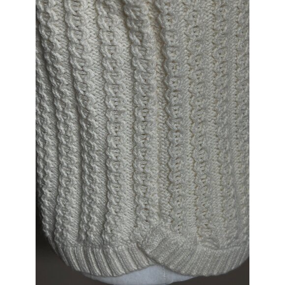 Gap Ivory Sweater Turtleneck 3D Texture Bobble Cable Cotton Wool Cottage Women S - Picture 8 of 10